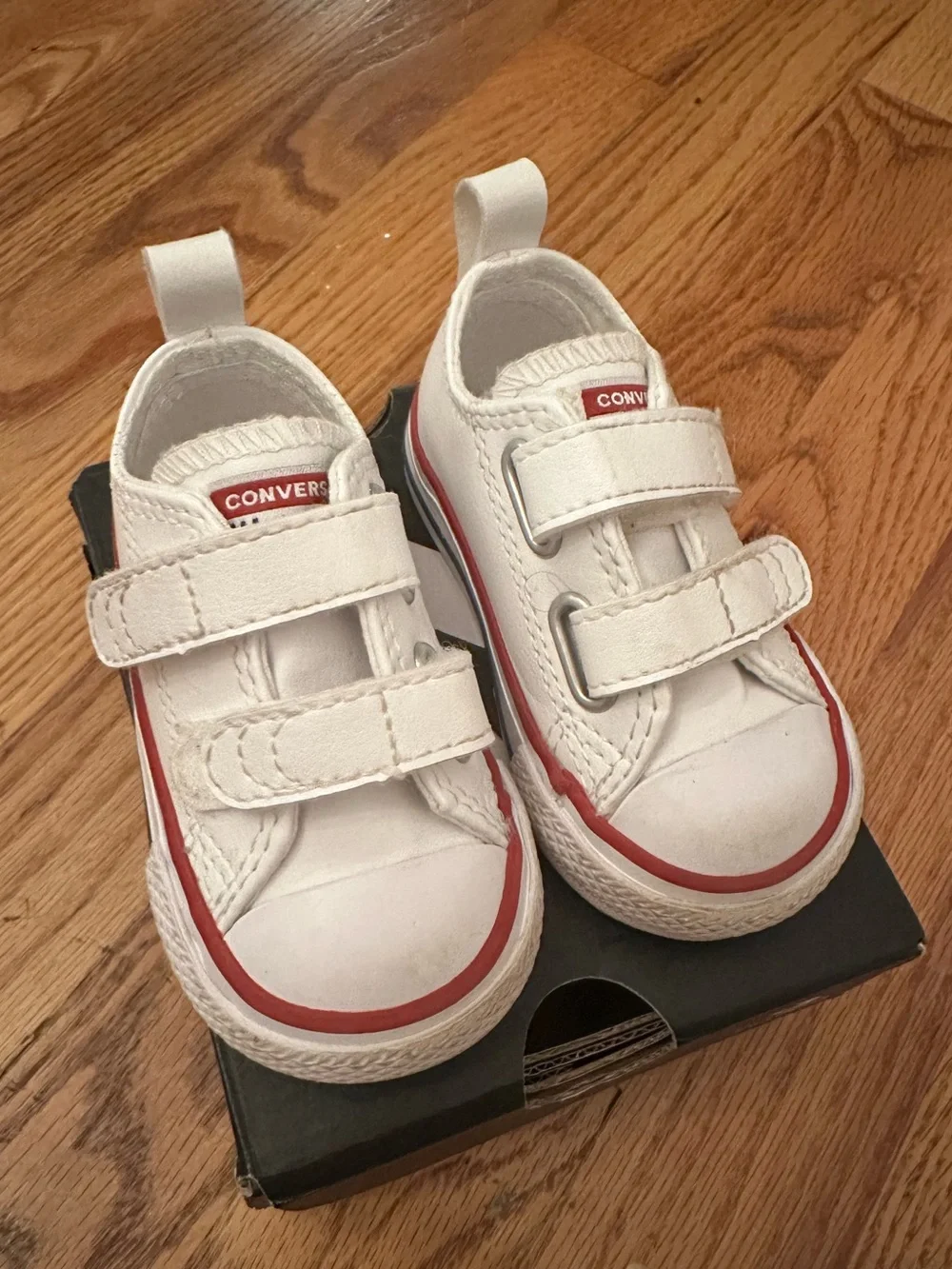 White Velcro Converse All Stars